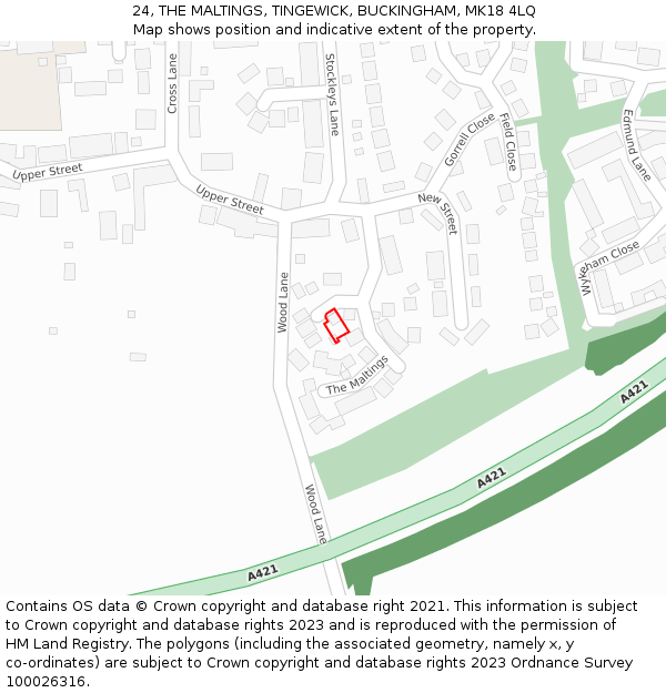 24, THE MALTINGS, TINGEWICK, BUCKINGHAM, MK18 4LQ: Location map and indicative extent of plot