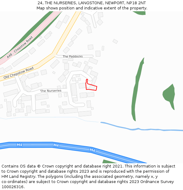 24, THE NURSERIES, LANGSTONE, NEWPORT, NP18 2NT: Location map and indicative extent of plot