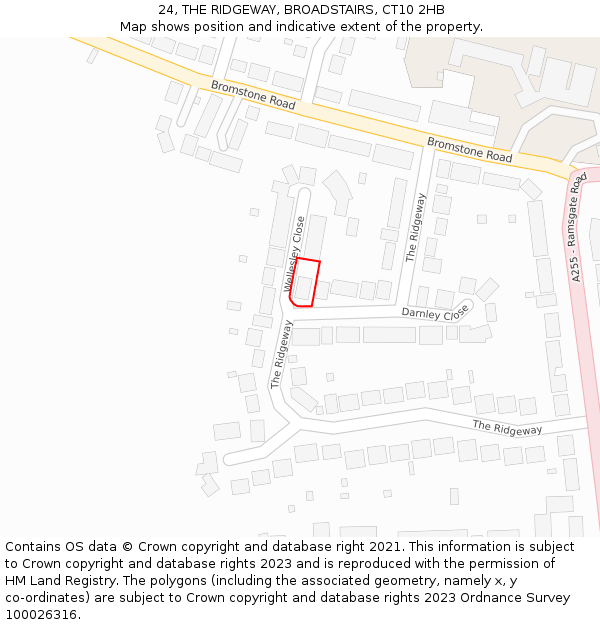 24, THE RIDGEWAY, BROADSTAIRS, CT10 2HB: Location map and indicative extent of plot