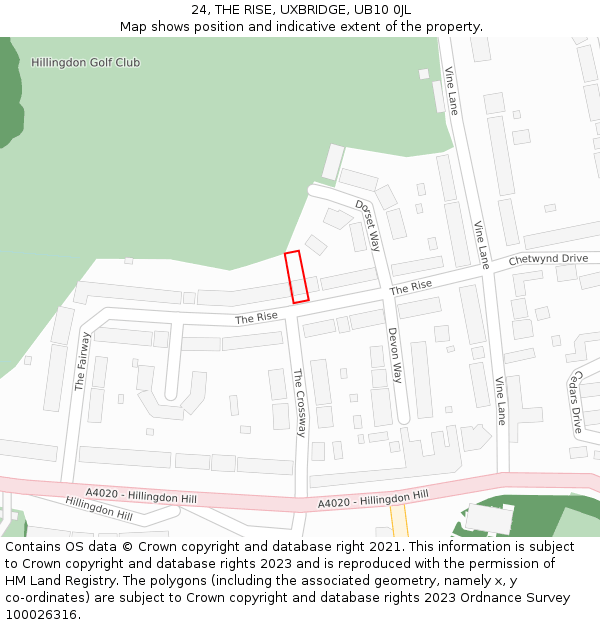 24, THE RISE, UXBRIDGE, UB10 0JL: Location map and indicative extent of plot