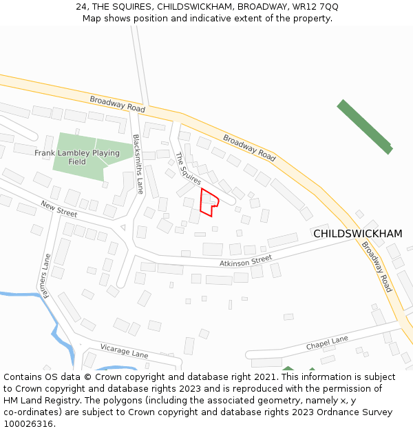 24, THE SQUIRES, CHILDSWICKHAM, BROADWAY, WR12 7QQ: Location map and indicative extent of plot