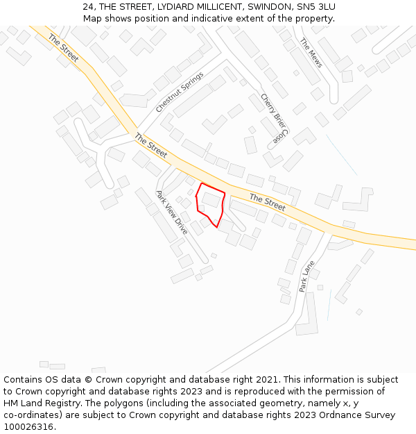 24, THE STREET, LYDIARD MILLICENT, SWINDON, SN5 3LU: Location map and indicative extent of plot