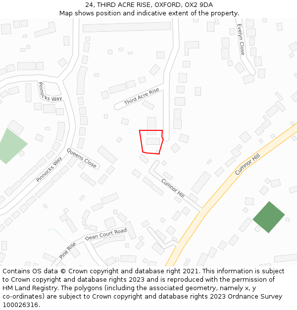 24, THIRD ACRE RISE, OXFORD, OX2 9DA: Location map and indicative extent of plot