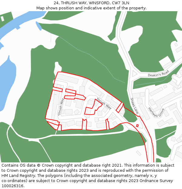 24, THRUSH WAY, WINSFORD, CW7 3LN: Location map and indicative extent of plot