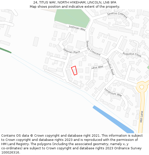 24, TITUS WAY, NORTH HYKEHAM, LINCOLN, LN6 9FA: Location map and indicative extent of plot
