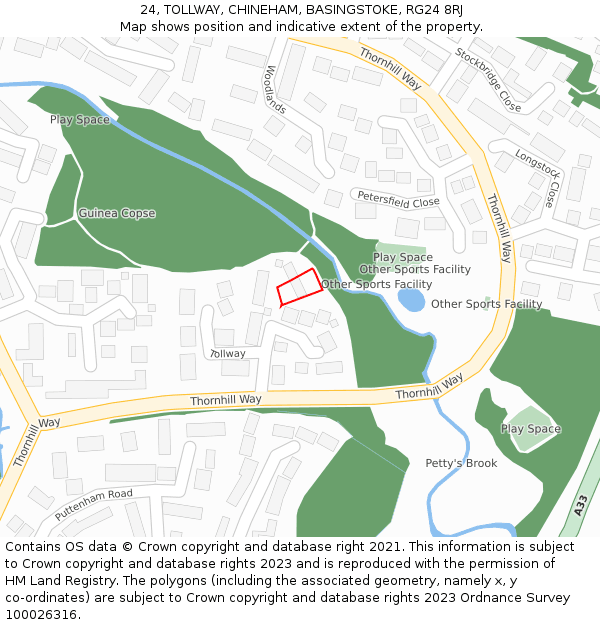 24, TOLLWAY, CHINEHAM, BASINGSTOKE, RG24 8RJ: Location map and indicative extent of plot