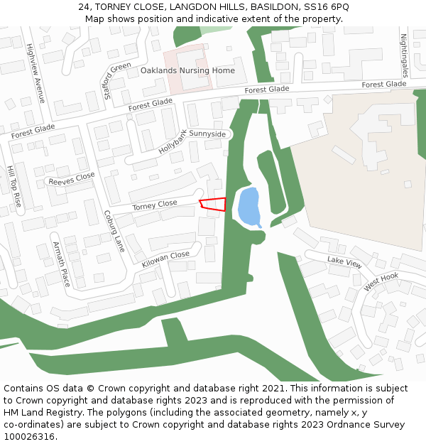 24, TORNEY CLOSE, LANGDON HILLS, BASILDON, SS16 6PQ: Location map and indicative extent of plot