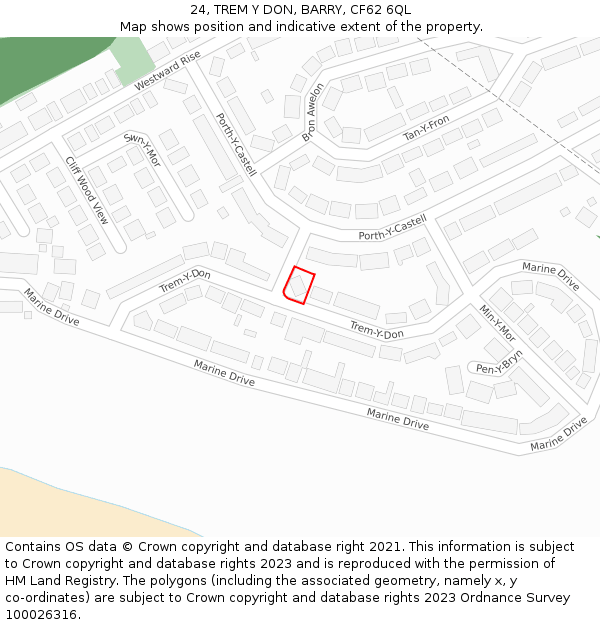 24, TREM Y DON, BARRY, CF62 6QL: Location map and indicative extent of plot