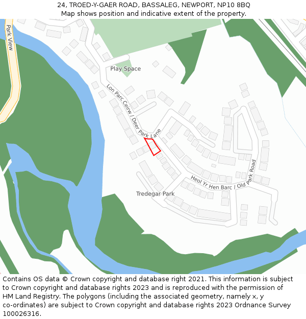 24, TROED-Y-GAER ROAD, BASSALEG, NEWPORT, NP10 8BQ: Location map and indicative extent of plot