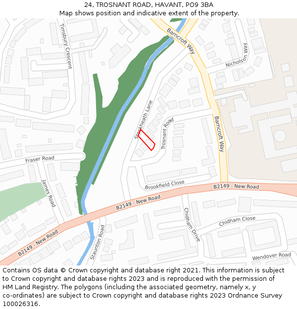 24, TROSNANT ROAD, HAVANT, PO9 3BA: Location map and indicative extent of plot