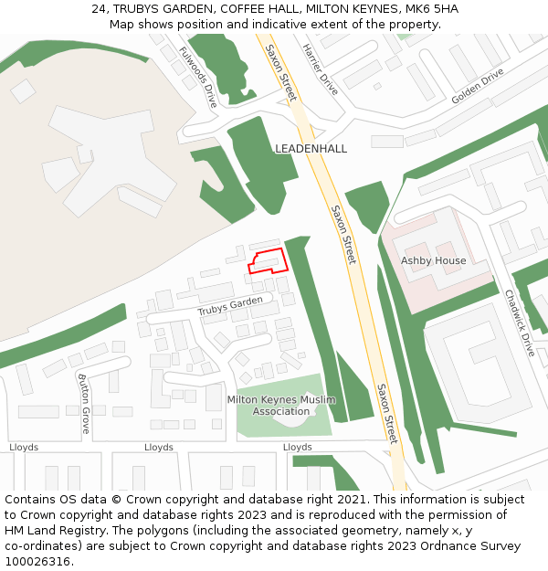 24, TRUBYS GARDEN, COFFEE HALL, MILTON KEYNES, MK6 5HA: Location map and indicative extent of plot