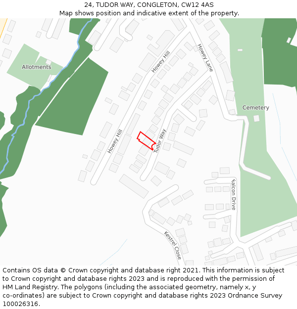 24, TUDOR WAY, CONGLETON, CW12 4AS: Location map and indicative extent of plot