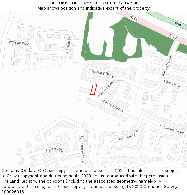 24, TUNNICLIFFE WAY, UTTOXETER, ST14 5NP: Location map and indicative extent of plot