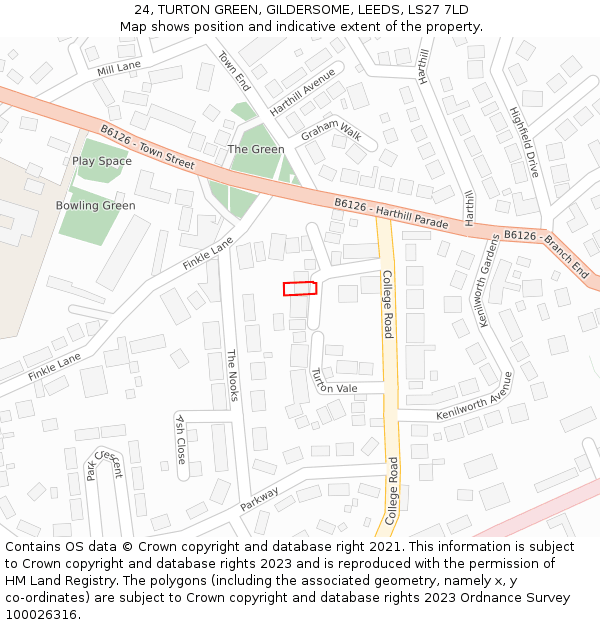 24, TURTON GREEN, GILDERSOME, LEEDS, LS27 7LD: Location map and indicative extent of plot