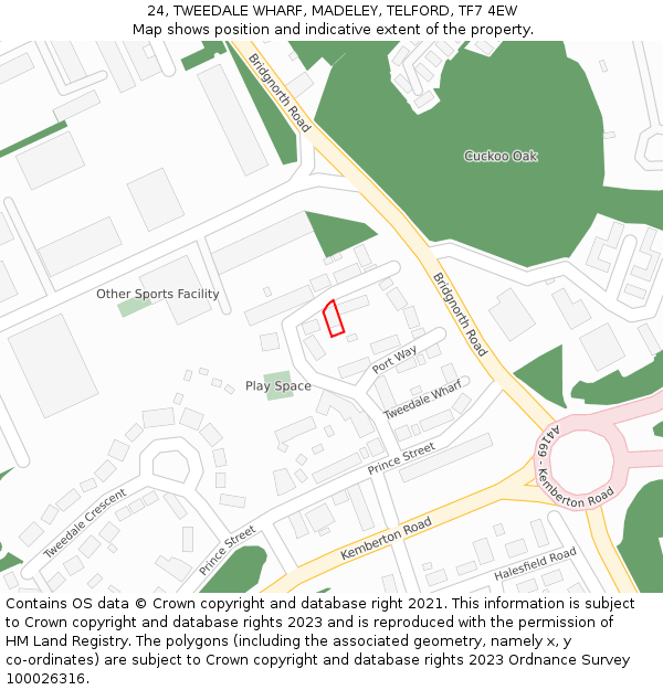 24, TWEEDALE WHARF, MADELEY, TELFORD, TF7 4EW: Location map and indicative extent of plot