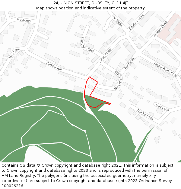 24, UNION STREET, DURSLEY, GL11 4JT: Location map and indicative extent of plot