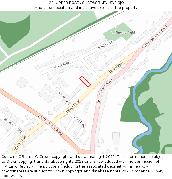 24, UPPER ROAD, SHREWSBURY, SY3 9JQ: Location map and indicative extent of plot