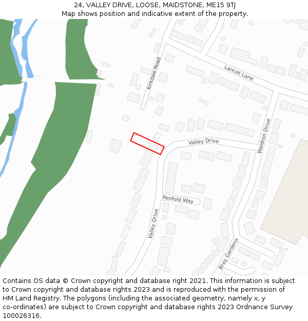 24, VALLEY DRIVE, LOOSE, MAIDSTONE, ME15 9TJ: Location map and indicative extent of plot