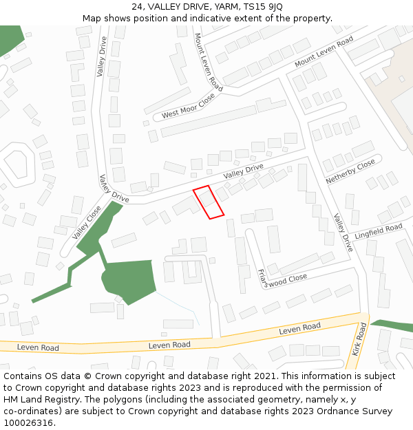 24, VALLEY DRIVE, YARM, TS15 9JQ: Location map and indicative extent of plot