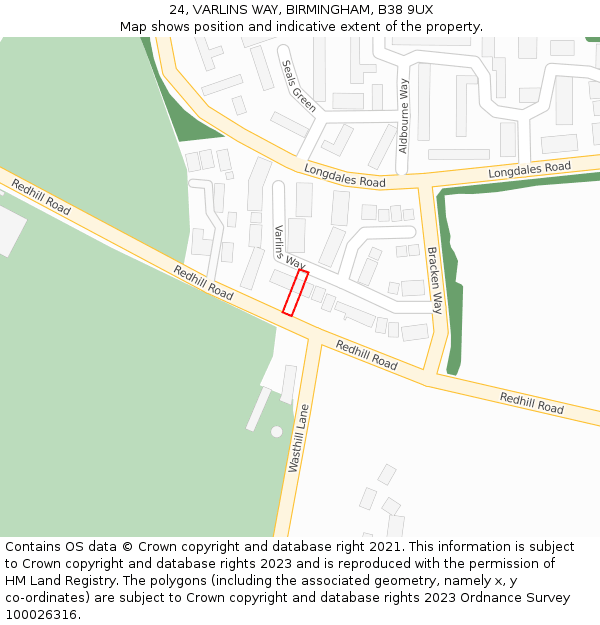 24, VARLINS WAY, BIRMINGHAM, B38 9UX: Location map and indicative extent of plot