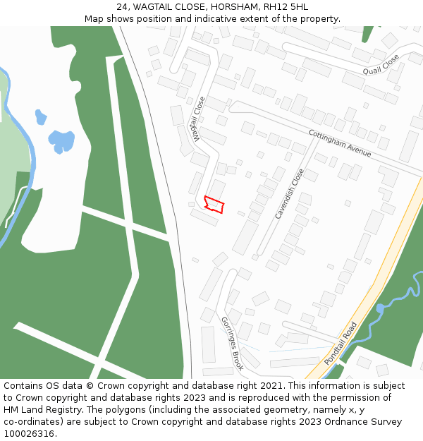 24, WAGTAIL CLOSE, HORSHAM, RH12 5HL: Location map and indicative extent of plot