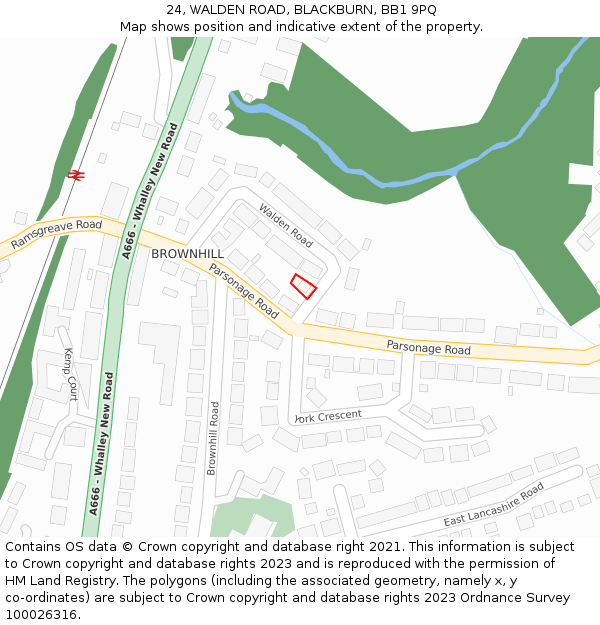 24, WALDEN ROAD, BLACKBURN, BB1 9PQ: Location map and indicative extent of plot