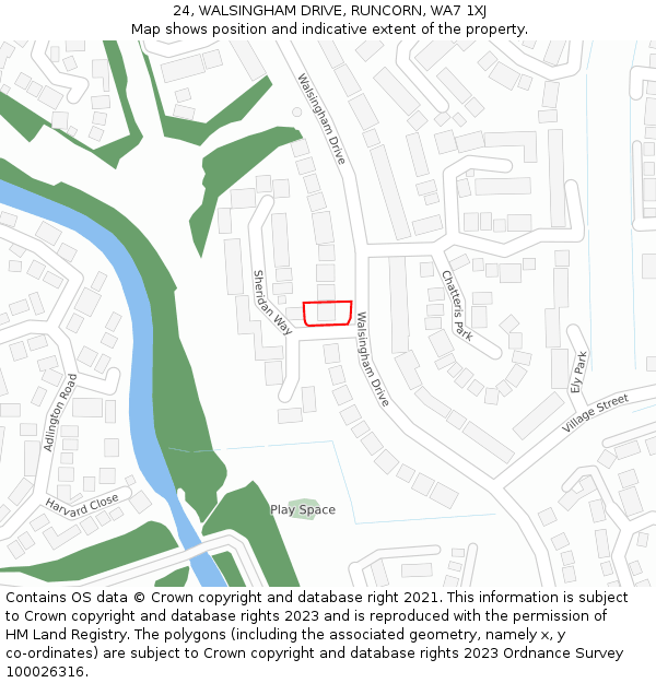 24, WALSINGHAM DRIVE, RUNCORN, WA7 1XJ: Location map and indicative extent of plot