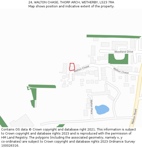 24, WALTON CHASE, THORP ARCH, WETHERBY, LS23 7RA: Location map and indicative extent of plot