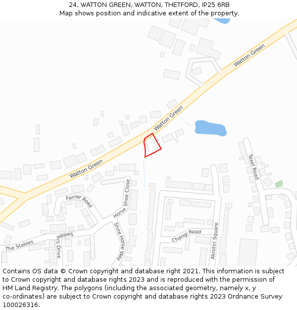 24, WATTON GREEN, WATTON, THETFORD, IP25 6RB: Location map and indicative extent of plot