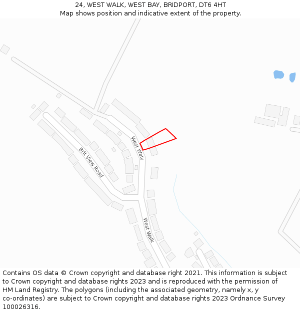 24, WEST WALK, WEST BAY, BRIDPORT, DT6 4HT: Location map and indicative extent of plot