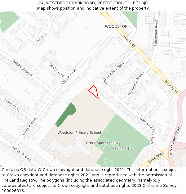 24, WESTBROOK PARK ROAD, PETERBOROUGH, PE2 9JG: Location map and indicative extent of plot