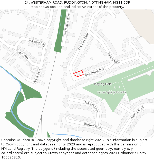 24, WESTERHAM ROAD, RUDDINGTON, NOTTINGHAM, NG11 6DP: Location map and indicative extent of plot