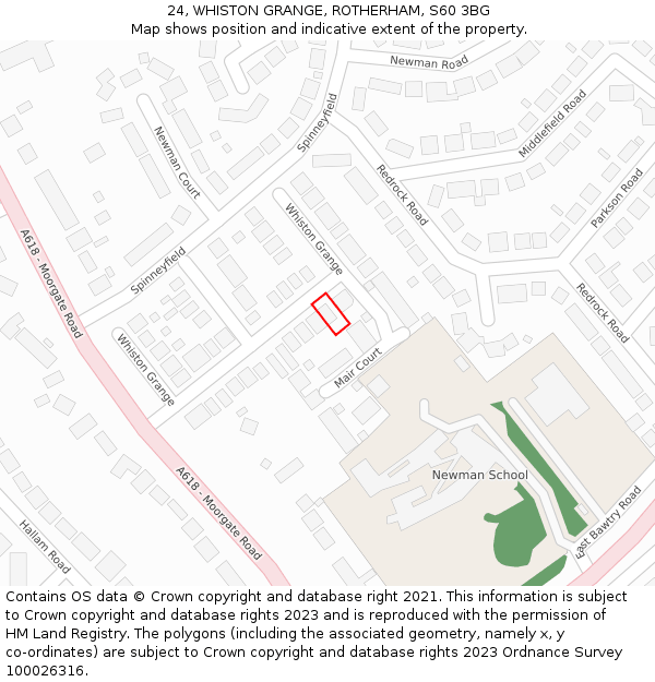 24, WHISTON GRANGE, ROTHERHAM, S60 3BG: Location map and indicative extent of plot