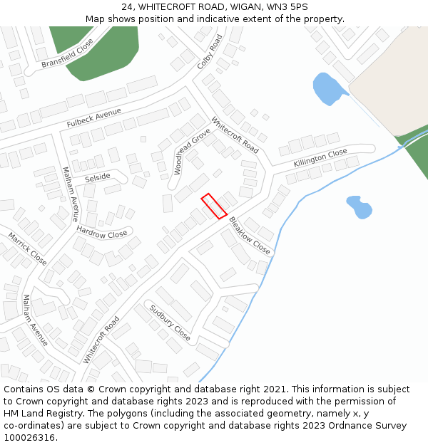 24, WHITECROFT ROAD, WIGAN, WN3 5PS: Location map and indicative extent of plot