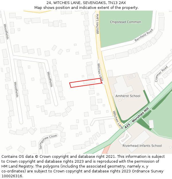 24, WITCHES LANE, SEVENOAKS, TN13 2AX: Location map and indicative extent of plot