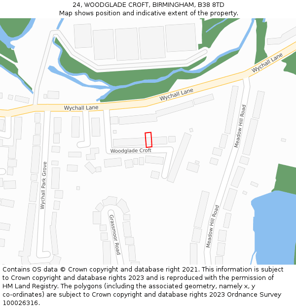 24, WOODGLADE CROFT, BIRMINGHAM, B38 8TD: Location map and indicative extent of plot