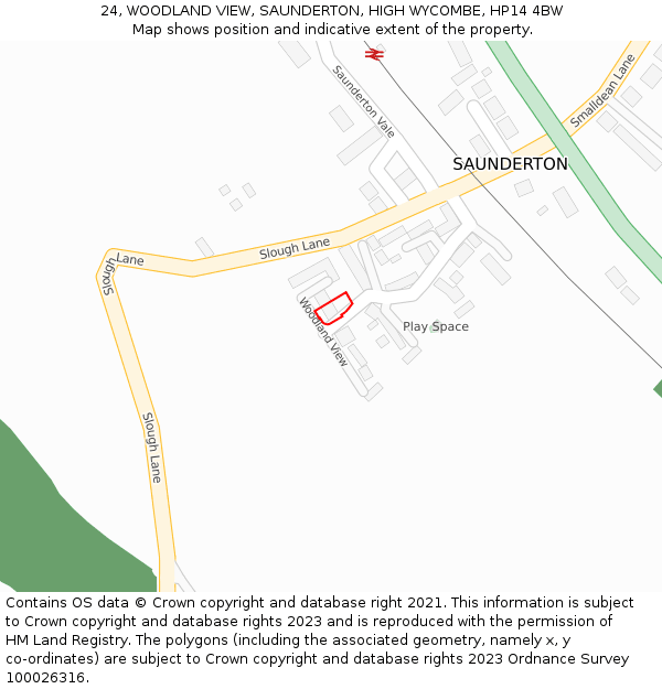 24, WOODLAND VIEW, SAUNDERTON, HIGH WYCOMBE, HP14 4BW: Location map and indicative extent of plot