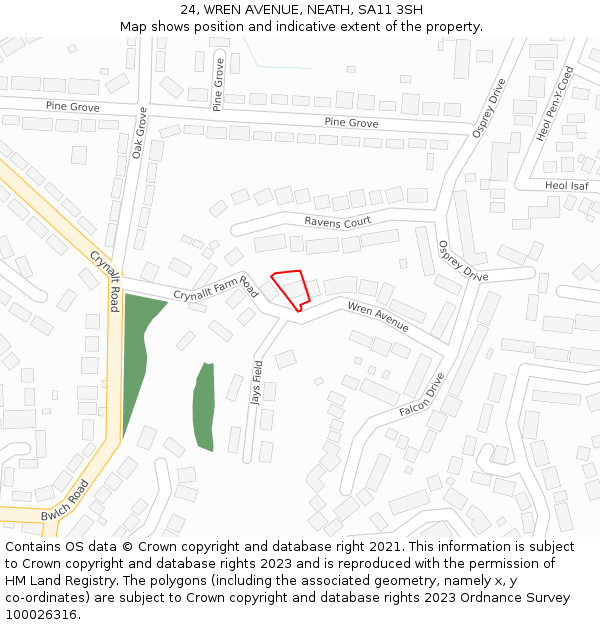 24, WREN AVENUE, NEATH, SA11 3SH: Location map and indicative extent of plot