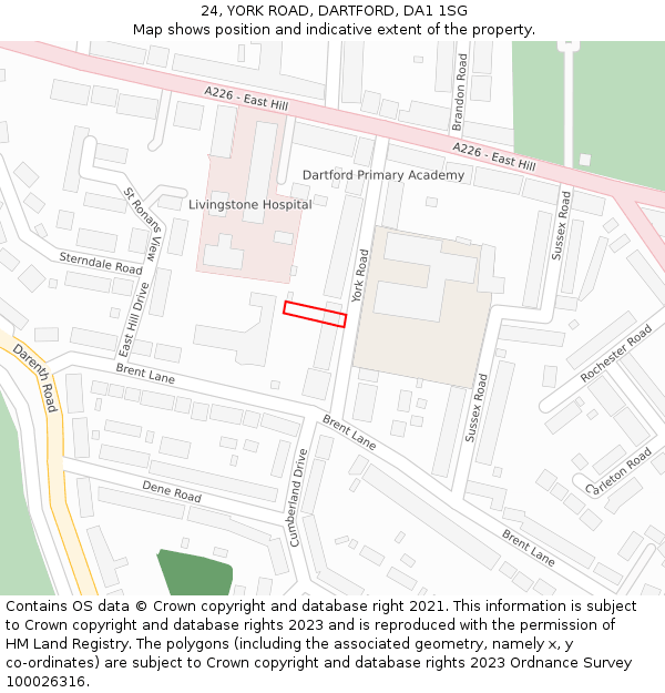 24, YORK ROAD, DARTFORD, DA1 1SG: Location map and indicative extent of plot