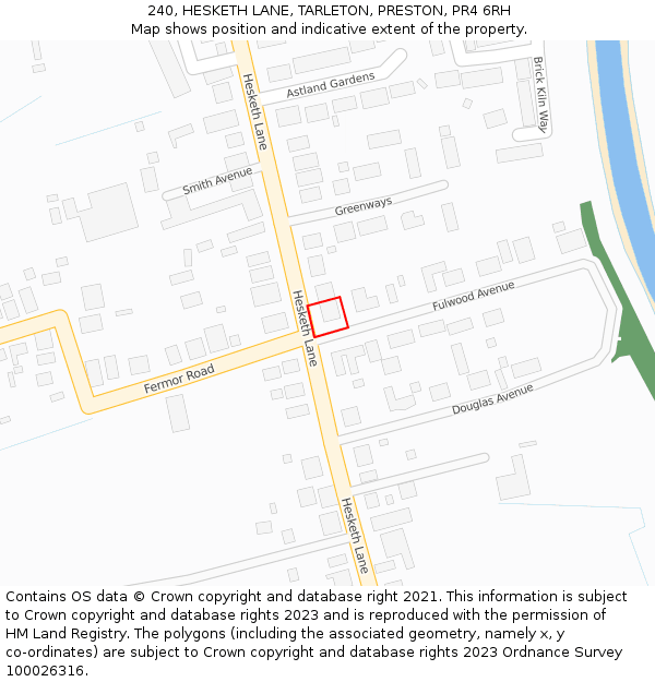 240, HESKETH LANE, TARLETON, PRESTON, PR4 6RH: Location map and indicative extent of plot