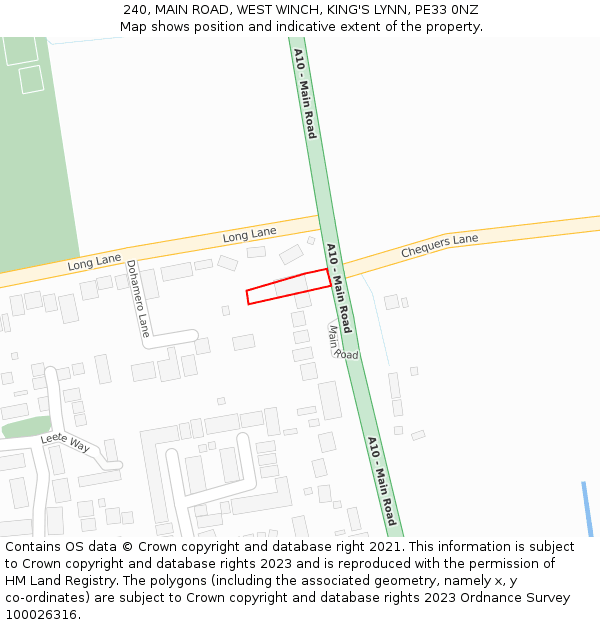 240, MAIN ROAD, WEST WINCH, KING'S LYNN, PE33 0NZ: Location map and indicative extent of plot