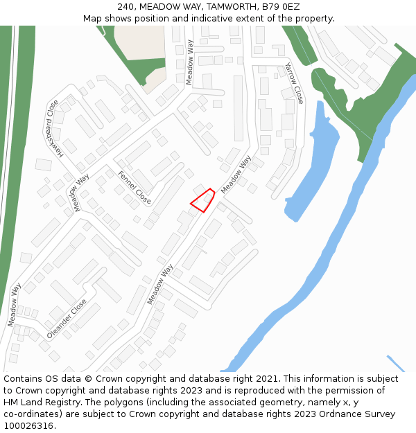 240, MEADOW WAY, TAMWORTH, B79 0EZ: Location map and indicative extent of plot