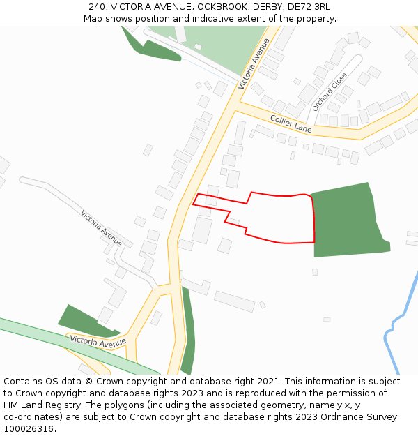 240, VICTORIA AVENUE, OCKBROOK, DERBY, DE72 3RL: Location map and indicative extent of plot