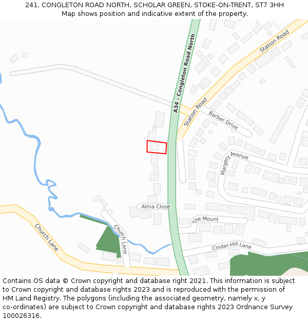 241, CONGLETON ROAD NORTH, SCHOLAR GREEN, STOKE-ON-TRENT, ST7 3HH: Location map and indicative extent of plot