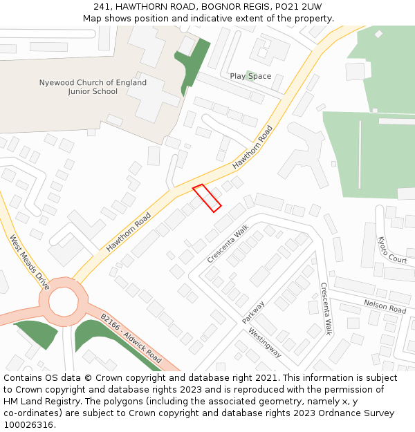 241, HAWTHORN ROAD, BOGNOR REGIS, PO21 2UW: Location map and indicative extent of plot