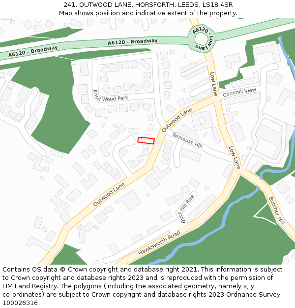 241, OUTWOOD LANE, HORSFORTH, LEEDS, LS18 4SR: Location map and indicative extent of plot