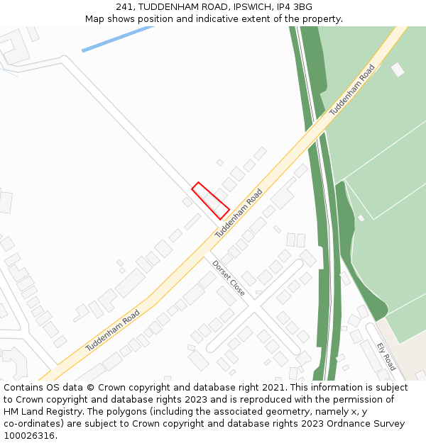 241, TUDDENHAM ROAD, IPSWICH, IP4 3BG: Location map and indicative extent of plot