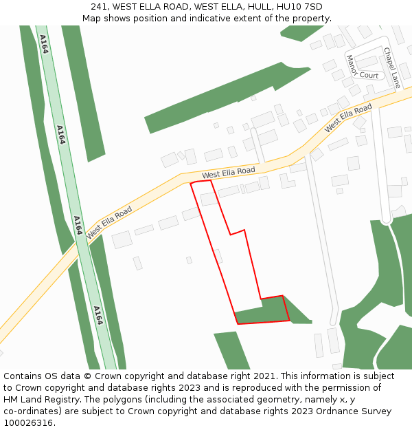 241, WEST ELLA ROAD, WEST ELLA, HULL, HU10 7SD: Location map and indicative extent of plot