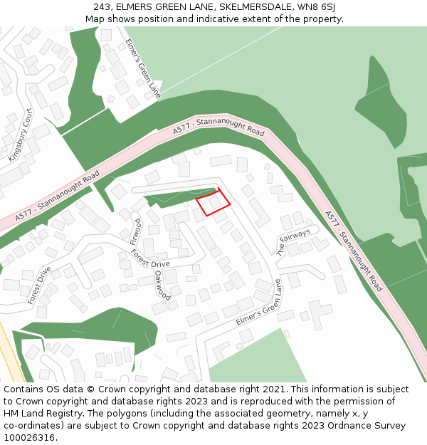 243, ELMERS GREEN LANE, SKELMERSDALE, WN8 6SJ: Location map and indicative extent of plot
