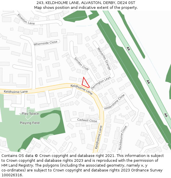 243, KELDHOLME LANE, ALVASTON, DERBY, DE24 0ST: Location map and indicative extent of plot